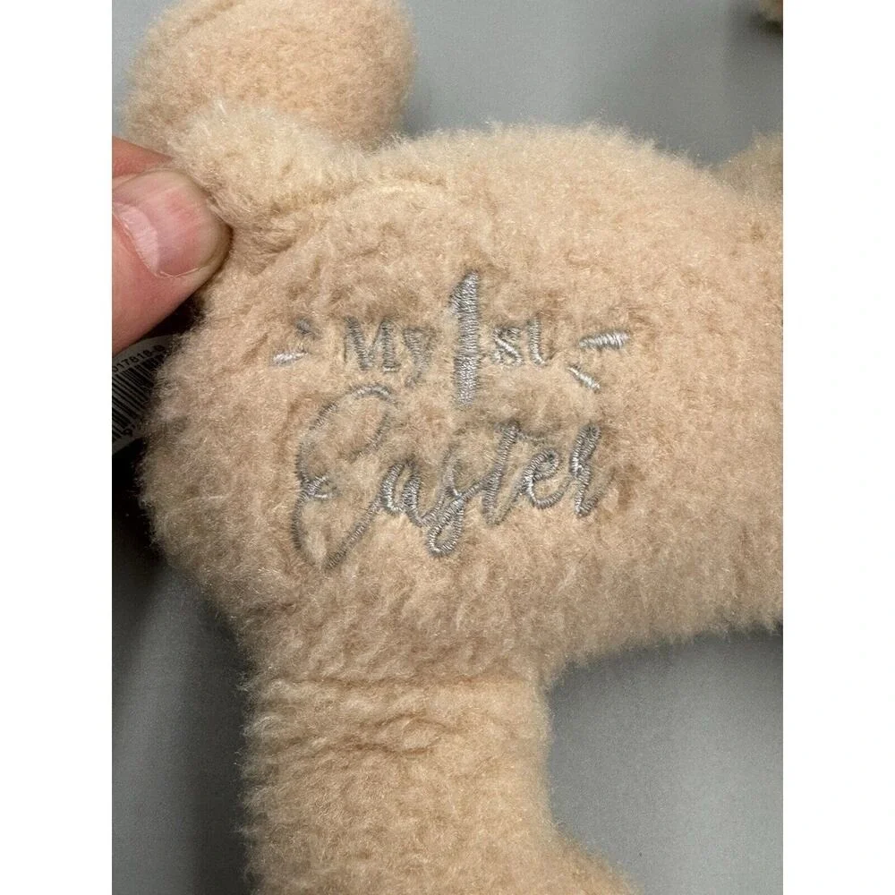 MTY International My 1st Easter Bunny Rabbit Rattle Soft Plush Toy Brown Tan 7